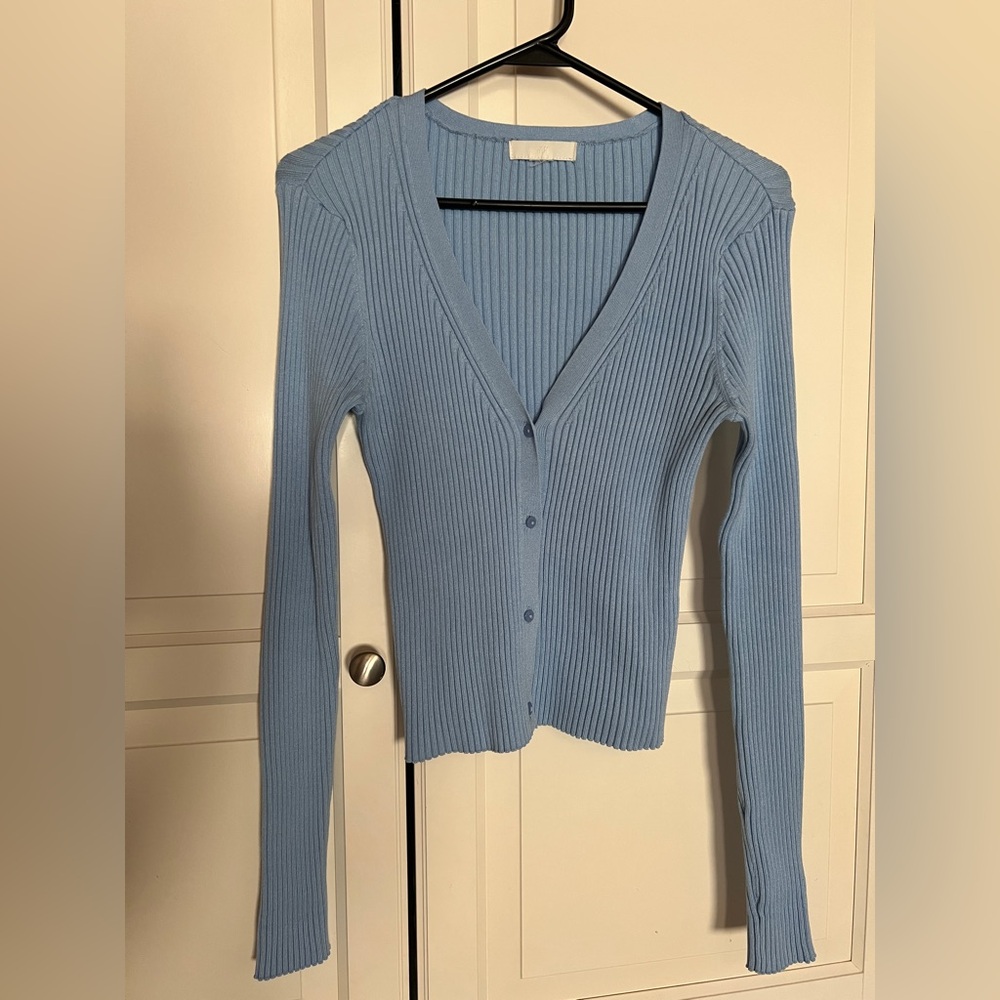 H&M Light Blue Ribbed Cardigan